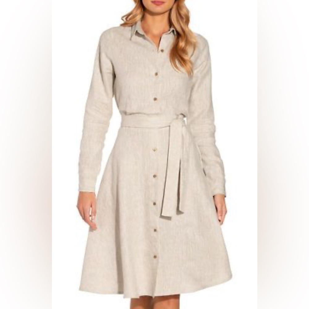 Beige Linen long sleeve dress by Boston proper